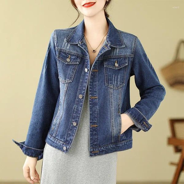 Frauenjacken Koreanische Denimjacke Kurze Jeansmantel 2023 Frühling Herbst Übergroße Jean Damen Chaqueta Mujer