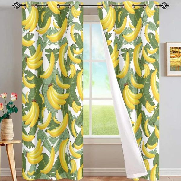 Cortina de seda cetim tecido macio pele-amigável alta qualidade banana totalmente sombreado mão lavável sala estar quarto Bothroom