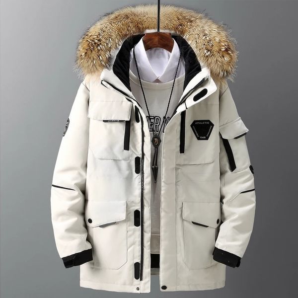 Herren Daunenparkas Jacken Big Echtpelzkragen Warmer Parka 30 Grad Männer Casual 90 Weiße Entenmäntel Winter Schneemantel verdicken 231017