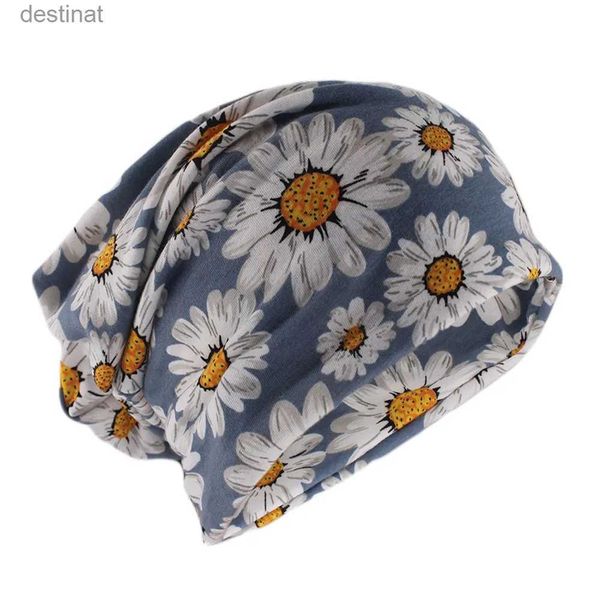 Beanie/Skull Caps Moda Donna Floreale Primavera Autunno Caldo Carino Lady Berretti Skullies Casual Danza Sciarpa all'aperto Cappelli Ragazze Cotone GorrasL231017