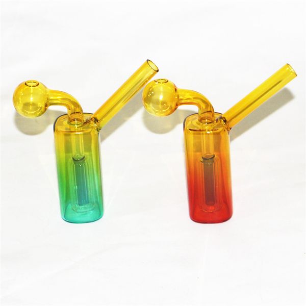 Mini queimador de óleo de vidro bong Hookahs com colorido tubo de água de vidro grosso bolha para fumar Ash Catcher quartzo banger tigelas de unhas