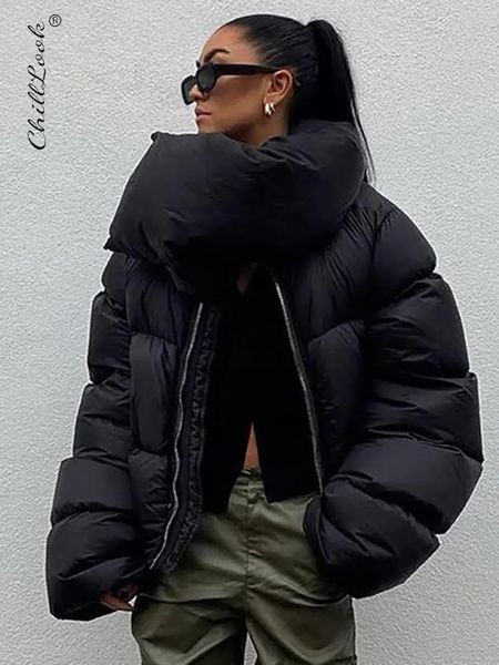 Homens Down Parkas Clearance Sale Winter Scarf Collar Jaquetas Curtas Mulheres Soltas Bolha Algodão Streetwear Casacos Feminino Zipper Outwear Casual Top 231016