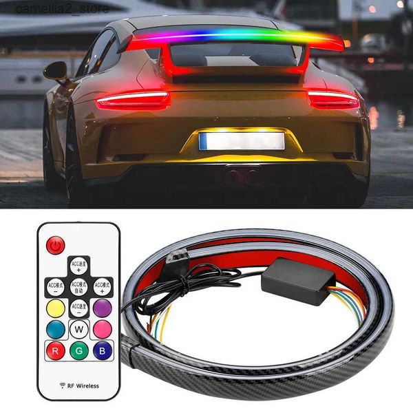 Luzes traseiras do carro universal carro led spoiler traseiro luz rgb caminhão luz da cauda colorido 12v condução freio sinal de volta lâmpada reversa lábio luz q231017