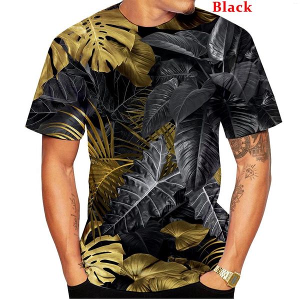 Homens Camisetas 2023 Moda Havaiana Camisa de Manga Curta 3D Impresso Palm Motif Unisex Top Tee