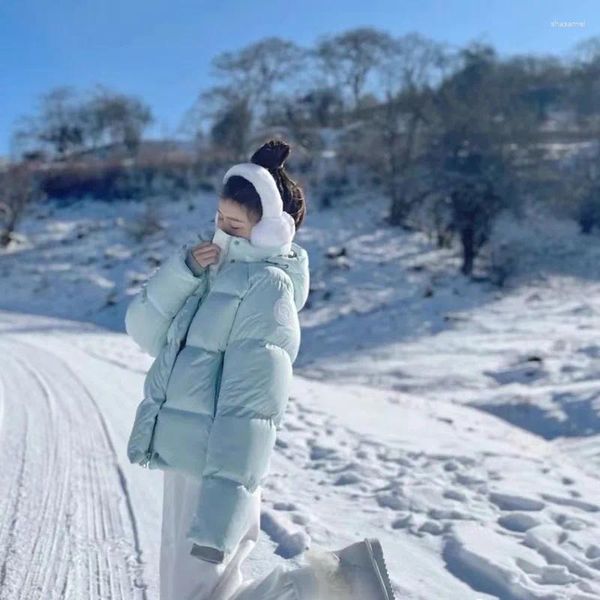 Trench da donna Dolce Ragazza Piumino corto Inverno Coppia Colletto spesso a maniche lunghe con cappuccio Abiti larghi di moda femminile