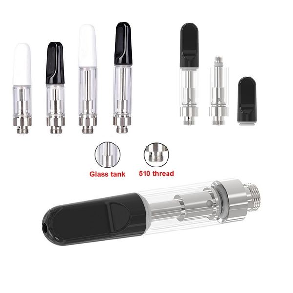 Zerstäuber Vape Carts 510 Thread Vaporizer Weiß Schwarz 0,5 ml 1 ml Kartuschen Elektronische Zigarette Mini Öltank Kapazität Vape Kartusche