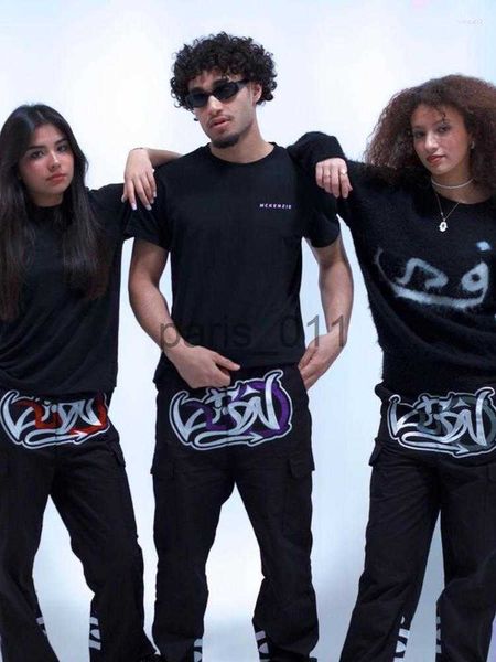 Calças masculinas calças masculinas streetwear y2k carga baggy preto homens mulheres harajuku hip hop moda punk rock gótico calças largas calças x1017