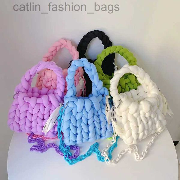 Сумка через плечо Сумка ручной работы с цепочкой для подмышек Дизайнерские сумки через плечо для тканых сумок массивной вязки Catlin_fashion_bags