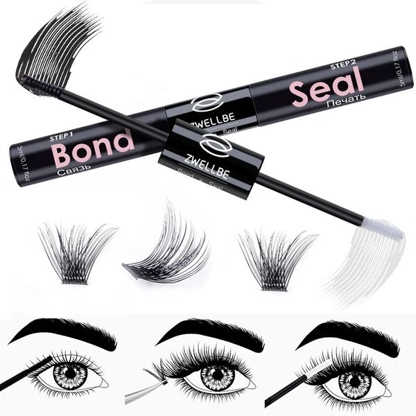 Mascara ZWELLBE Lash Bond and Seal 10ML Ciglia in cluster Colla a lunga durata Impermeabile per ciglia individuali in cluster Colla senza lattice 231016