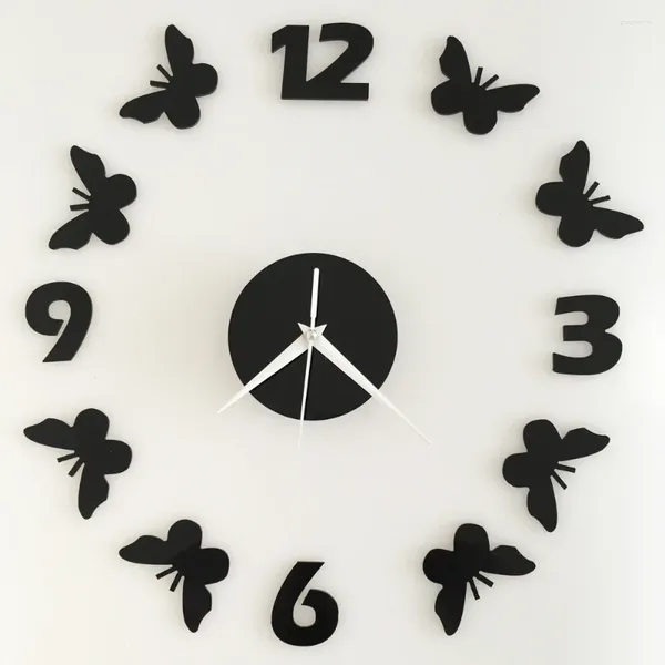 Настенные часы Украшение дома Зеркало 3 D Часы Diy Бабочки Гостиная Кварцевые часы