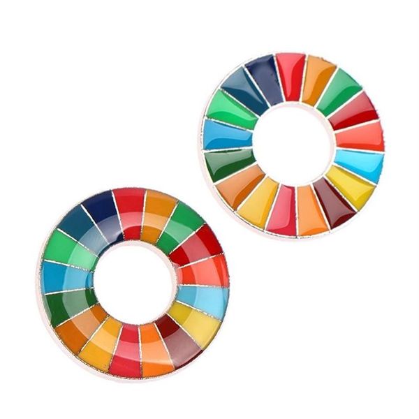 Pins Broschen Enamal 17 Farben Nachhaltige Entwicklungsziele Brosche Vereinten Nationen SDGs Pin Abzeichen Mode Regenbogen Pins Für Frauen 3333