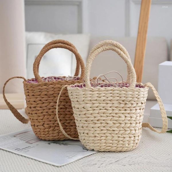 Abendtaschen Stroh gewebte Tote Hand Umhängetasche für Frauen Rattan String Strand Umhängetasche Damen Mädchen Geldbörsen und Handtaschen