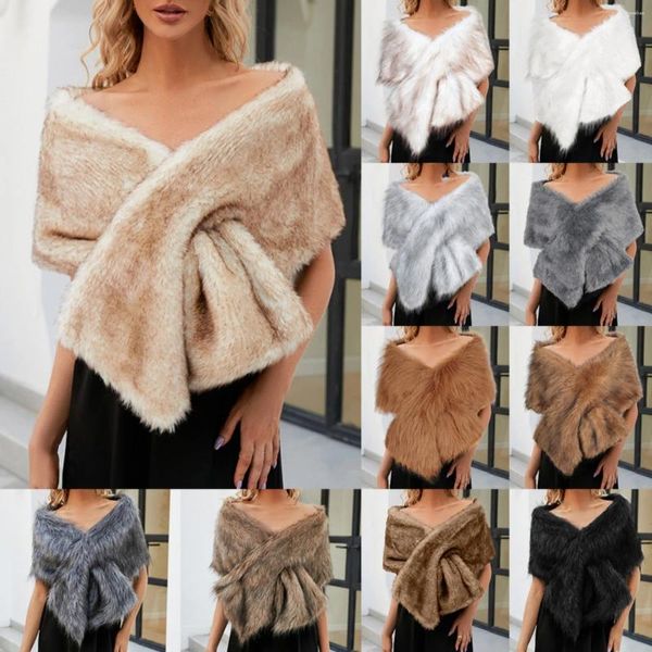 Sciarpe Donna Lussuoso Inverno Finto Conoscenza superficiale Sciarpa Collo avvolgente Scrollata di spalle per Lady Poncho Cappotto da sposa con cappuccio