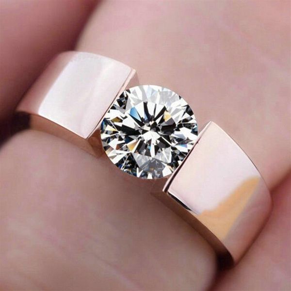 Alta qualidade clássico masculino meninos prata esterlina s925 carimbo cz diamante 18k ouro rosa anéis de noivado de casamento anillo mulheres meninas love210m