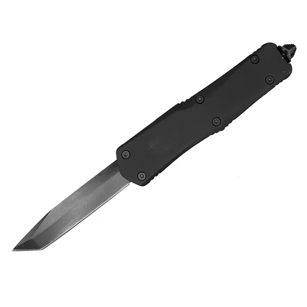 Classic A07 Grande faca tática automática 440C Lâmina de óxido preto Zn-al Alloy Handle EDC Canivetes com bolsa de nylon