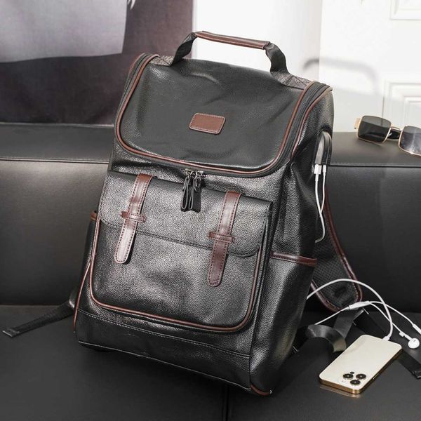 Einfache Mode Koreanischen Rucksack Street Fashion männer Leder Rucksack Outdoor Freizeit Rucksack Student Bücher Tasche Mode 230615