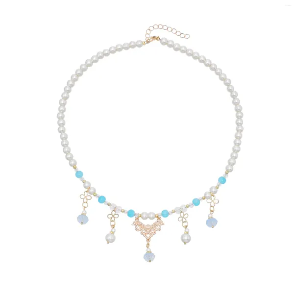 Girocollo Collana di perline di perle di moda per donne Perline di cristallo Nappe Collane con ciondoli Accessori per gioielli da sposa esotici