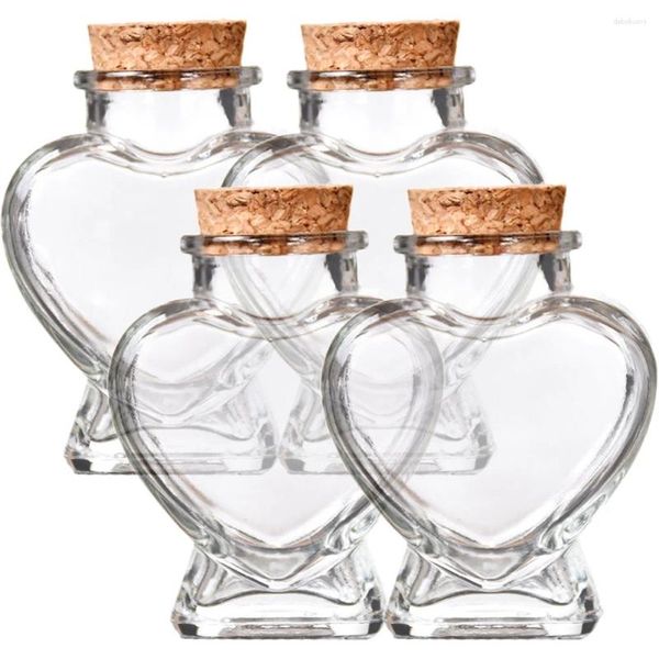 Vazolar 4 adet cam lehine kavanozlar küçük şişe kapaklar depolama düğün iyilikleri net mini mantar kapları