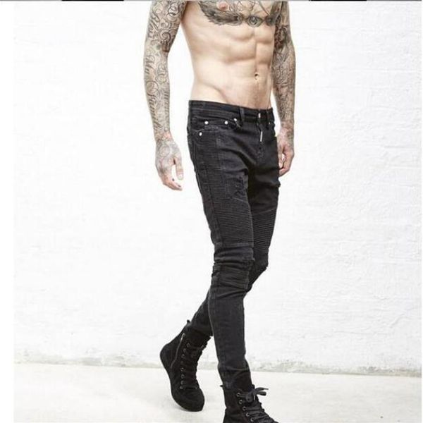 Rappresenta pantaloni firmati slp blu nero distrutto da uomo slim denim dritto biker jeans skinny da uomo jeans strappati345A