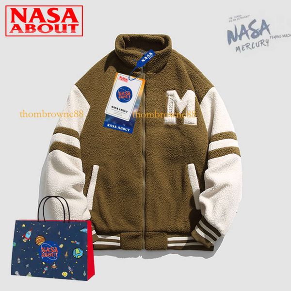Новая флисовая куртка NASA на весну и осень, мужская бейсбольная майка для юниоров, модное академическое пальто с широким свободным воротником