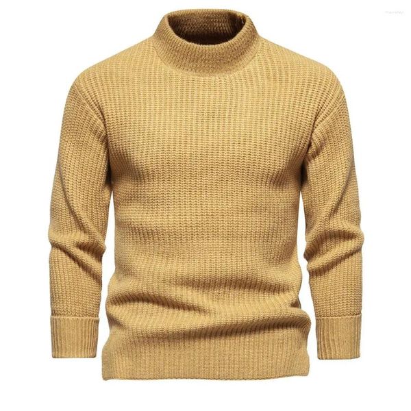 Männer Pullover Autum Mode Hälfte Rollkragenpullover Winter Hohe Qualität Männlich Einfarbig Warme Woolen Casual Pullover