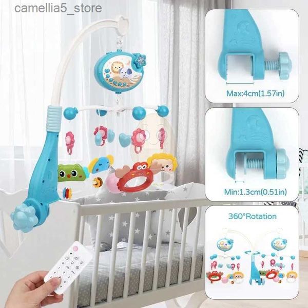 Мобильные телефоны # Мобильная детская кроватка-погремушка, игрушка с дистанционным управлением, вращающийся музыкальный проектор для младенцев, ночник, колокольчик для кровати, обучающий для новорожденных Q231017