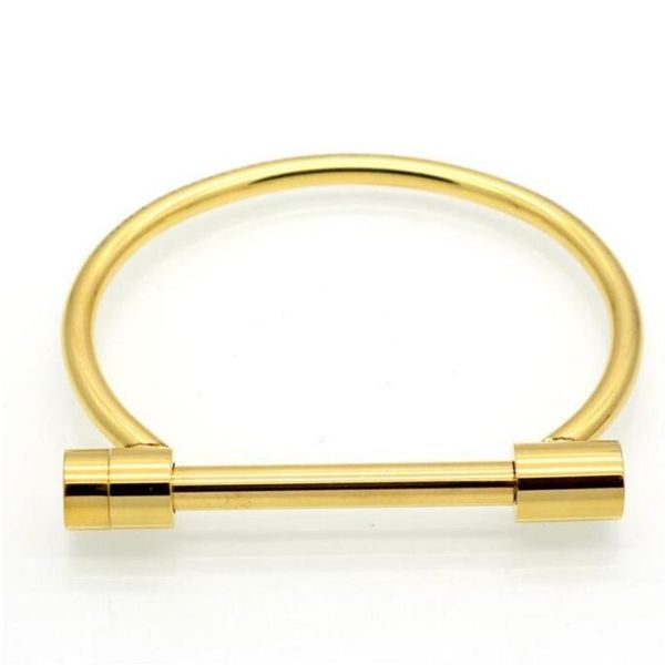 Jóias design de moda ferradura parafuso pulseira ouro prata rosa preto aço inoxidável pulseiras pulseiras para homens mulheres brac287w