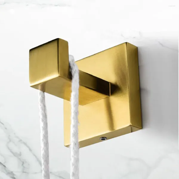 Set di accessori per il bagno Hardware per il bagno Gancio per accappatoio nero opaco 2 pezzi Porta asciugamani da parete in oro spazzolato per cucina