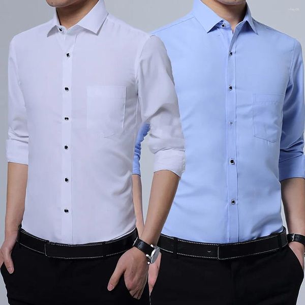Мужские футболки, комбинезон-смокинг, мужская модная деловая однотонная рубашка большого размера с длинными рукавами, топ, блузка под скраб