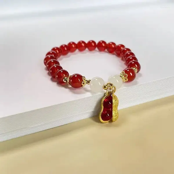 Bracciale anno fortunato braccialetto di perline eleganti perline rosse ciondolo di arachidi fascino gioielli in stile cinese per le donne regali di festival 1 pezzo