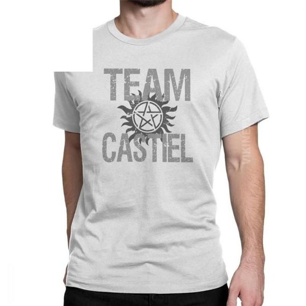 T-shirt da uomo Uomo Supernatural T Shirt Team Castiel Spn Brothers Vintage Girocollo Manica corta Top Tee Normal267A