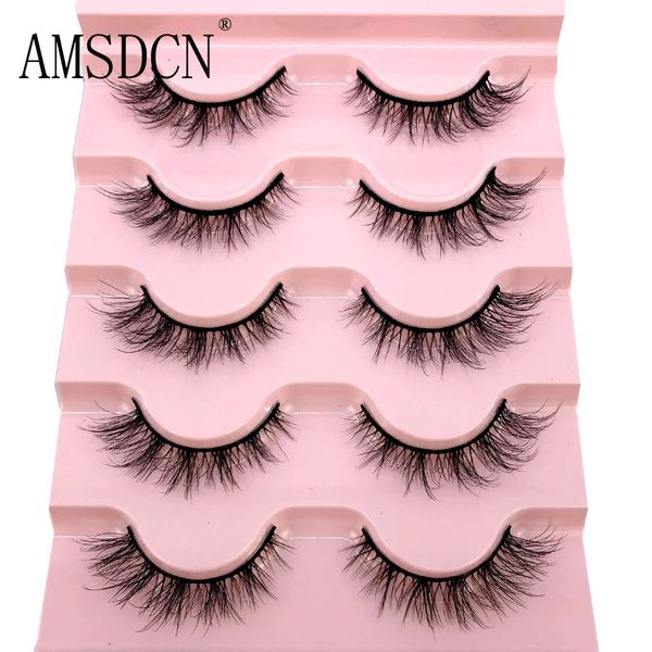 Cílios Postiços 5 pares natural fofo 3D vison cílios postiços kit de maquiagem cílios postiços Mink Lashes olho curto 231017