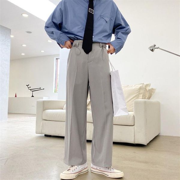 Abiti da uomo Blazer 2021 Pantaloni casual formali stile coreano Pantaloni da ufficio Business Design Cotone Dritto Sociale Grigio black219z