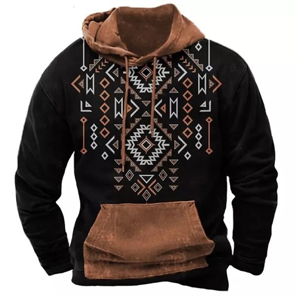 Erkekler sweatshirtler Sonbahar Erkekler S 3D Totem Baskı Sokak Vintage Sweatshirt Erkekler için Büyük Boy Hoody 4xl Pullover Uzun Kollu Tees 231017