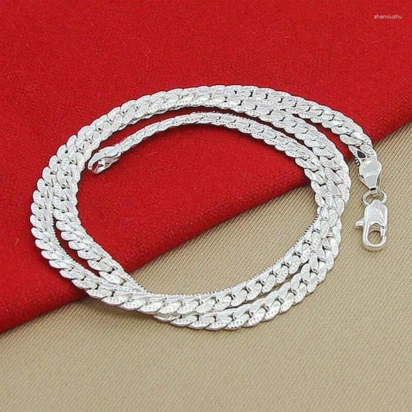 Catene Bordo moderno Argento sterling 925 6mm 18/20/22/24 pollici Collana laterale completa Collana a catena Gioielli di moda da uomo