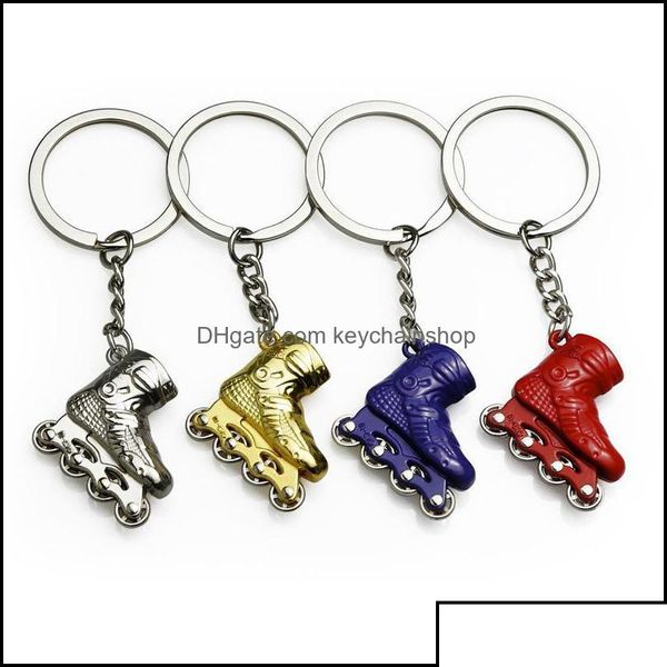 Chaveiros Lanyards Chaveiros Acessórios de Moda Presente Criativo Desenhos Animados Patins de Gelo Patins Metal Chaveiro Pingente Rink Promoção DHD4O