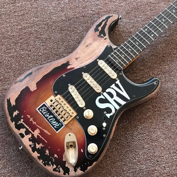 Custom Shop srv Retro relics chitarra elettrica Guitarra in tiglio lavorazione manuale 6 corde gitaar