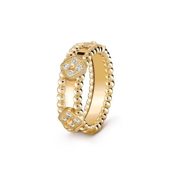 Dano doce trevos anéis caleidoscópio anel feminino minoria design senso de moda simples trevo jóias banhado a ouro rosa