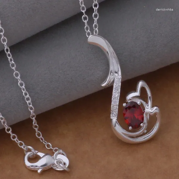 Collane con ciondolo AN706 Collana in argento sterling Colore Gioielli di moda Grandi onde intarsiate in pietra rossa /bquakiba Bbqajsxa