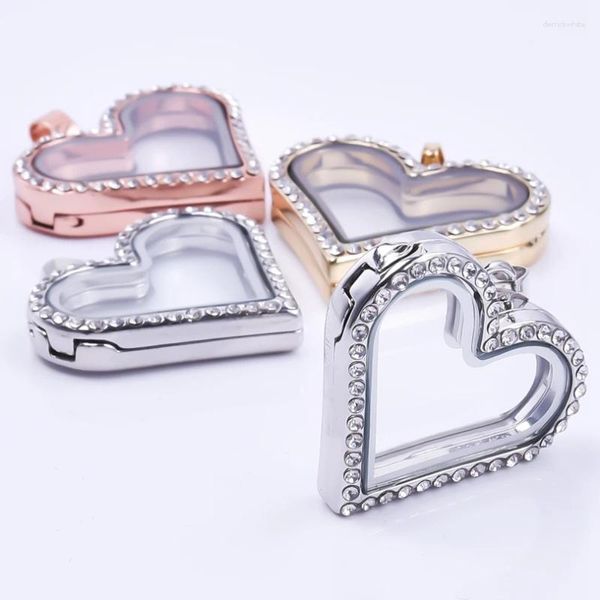 Collane a sospensione 1pc Trendy Heart Glass Floating Memory Picture Locket Relicario per coppia Love Medaillon Women Collier Gioielli Making