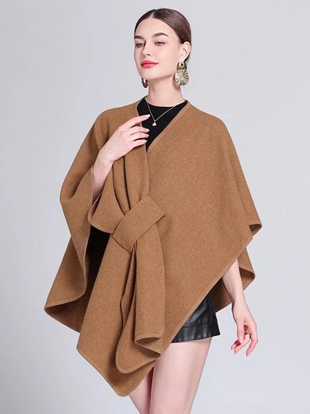 Lenços moda outono inverno elegante cachecol feminino senhoras camadas poncho quente femme cachecol capa para mujer pashmina manto envoltório xale