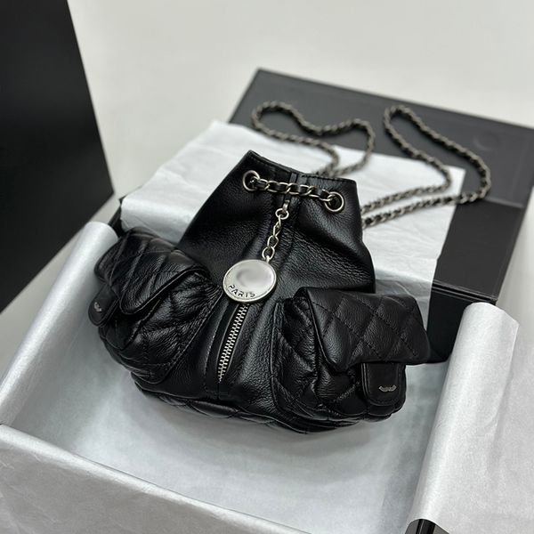 Tasarımcı Kadınlar Sırt Çantası 17 Deri Kürkler Elmas Kontrol Gümüş Donanım Metal Toka Lüks El çantası Para Zinciri Çizme çok cepli omuz çantası sevimli prenses çantası