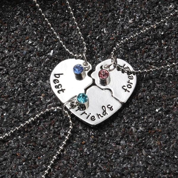 Collane con ciondolo Collana Friend Forever Moda Bff Splice Cuore con strass brillanti Set Gioielli per amicizia da donna