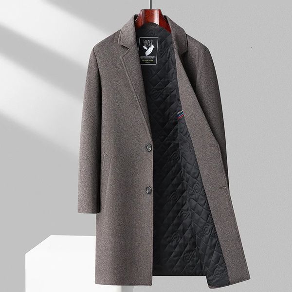 Misto lana da uomo stile inglese uomo misto cashmere soprabito grigio cammello nero colletto dentellato design cappotto basic in lana di pecora abiti eleganti 231017