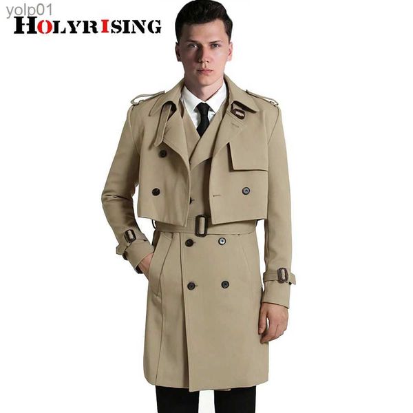 Herren Wollmischungen S-6XL 2 Teile/satz Männer Trenchcoat mit Weste Mäntel Casual Solide Zweireiher Slim Fit Mantel Männer Windschutz Mantel 18447-5L231017