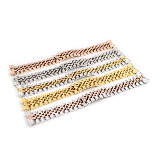 Cinturini per orologi CARLYWET 20mm Acciaio inossidabile 316L Giubileo Argento Bicolore Oro rosa Cinturino per orologio Bracciale Solido Maglie a vite Estremità curva 231016