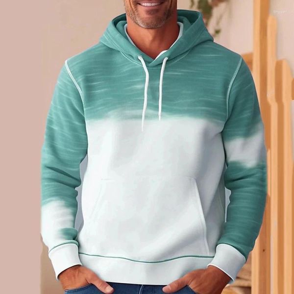 Herren Hoodies 2023 Hoodie Herbst Mode Pullover Langarm Sweatshirt Bunter Farbverlaufsdruck Gittermuster Tops Übergroß