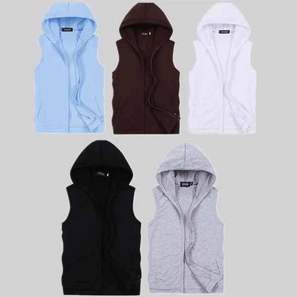 Herren Tank Tops Sommer Hoodie Mantel Weste Mode Paar Ärmellose Weste Lässige Kapuze Jacke für Männer 231016