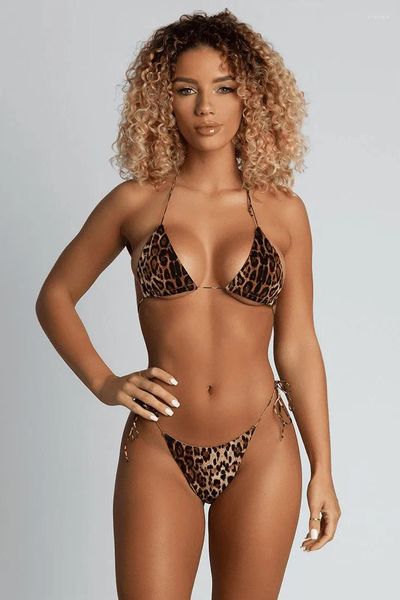 Costume da bagno bikini da donna 2023 Borsa triangolare con stampa leopardata estiva Volume di esercizio a prezzo basso separato