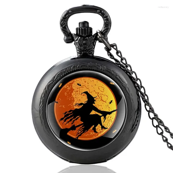 Orologi da tasca Orologio al quarzo da strega volante di alta qualità Orologio da uomo vintage con ciondolo da donna, collana PST411